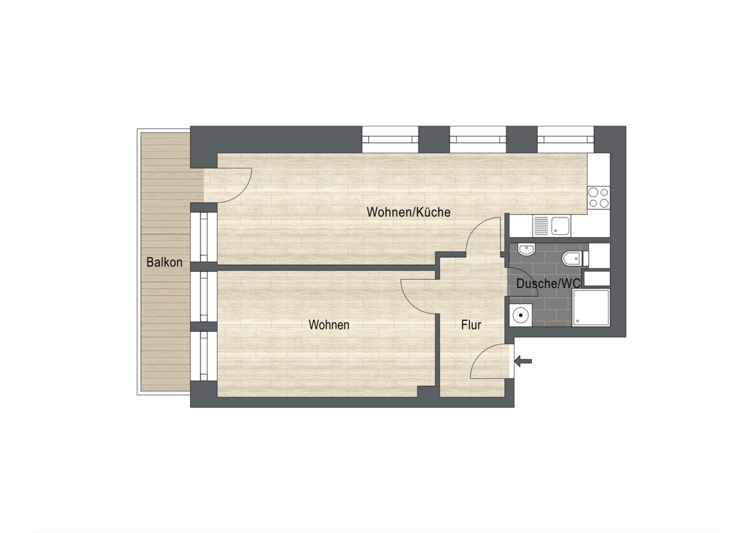 Grundriss 2-Zimmer Wohnung
