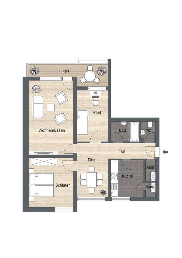 Grundriss der Wohnung
